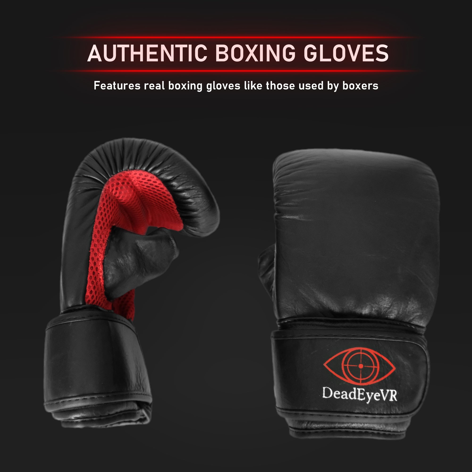 Authentic Boxing Gloves. Features real boxing gloves like those used by boxers