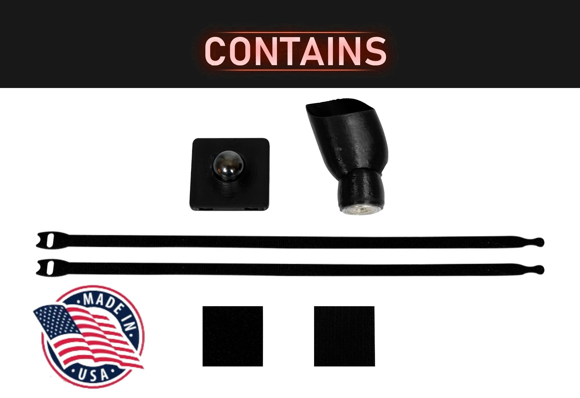 Contains: Spherical base, connecting strips, connecting patch, touch controller cup, Made in the USA