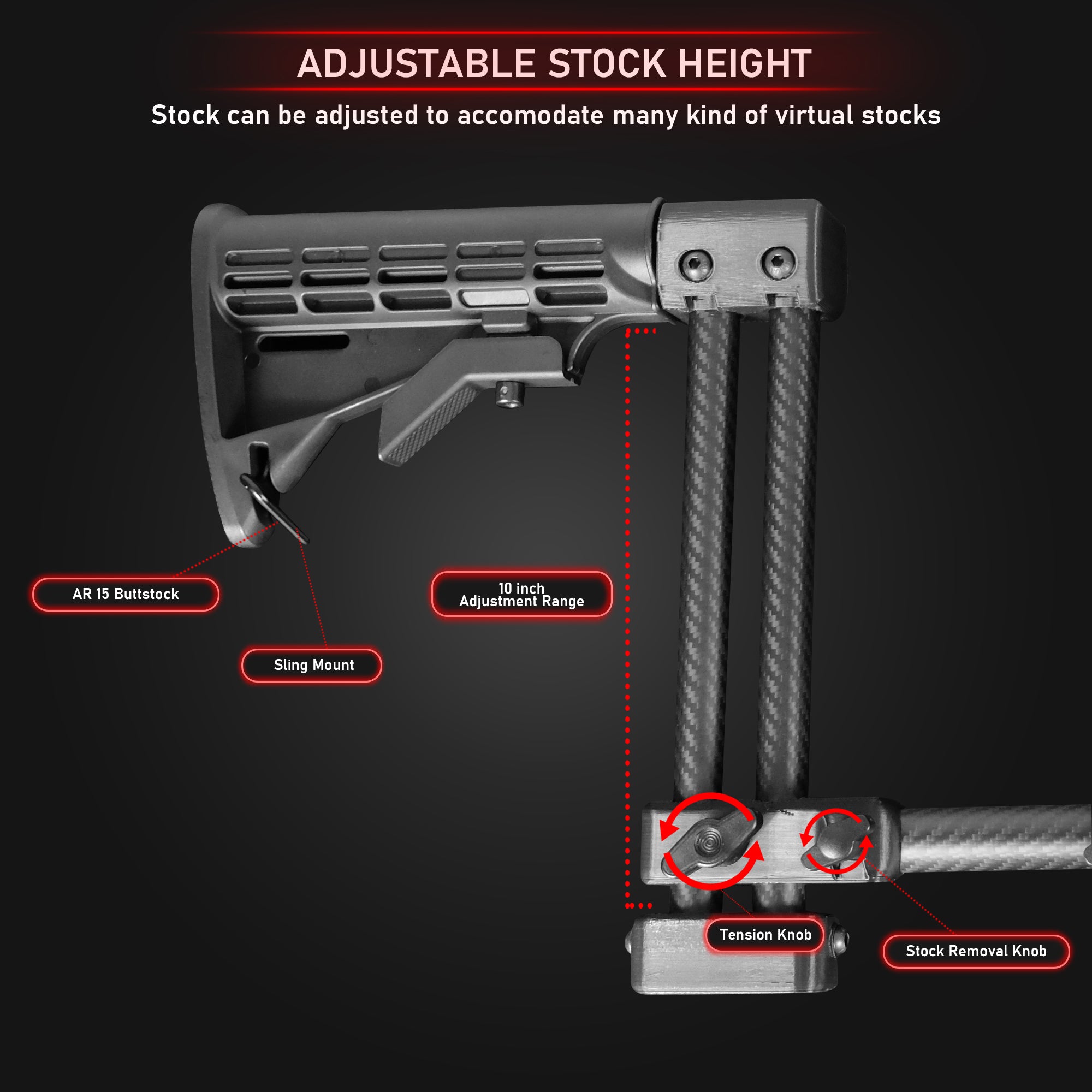 Annihilator 2 - Magnetic Fully Adjustable Carbon Fiber Rifle Stock Accessory - Quest, G2 - AR15