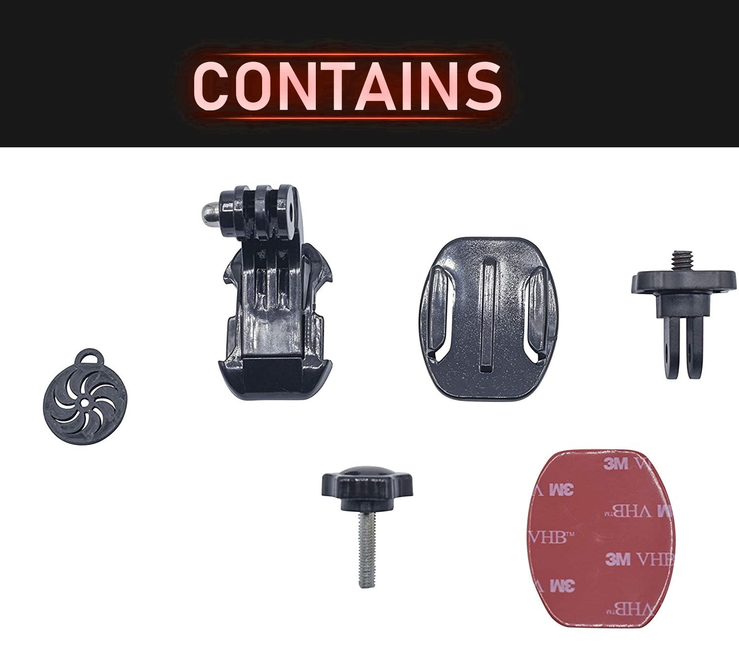 Contains: Sensor Mount bracket, wall mount, camera swivel mount, thumbscrew, adhesive, medalion 